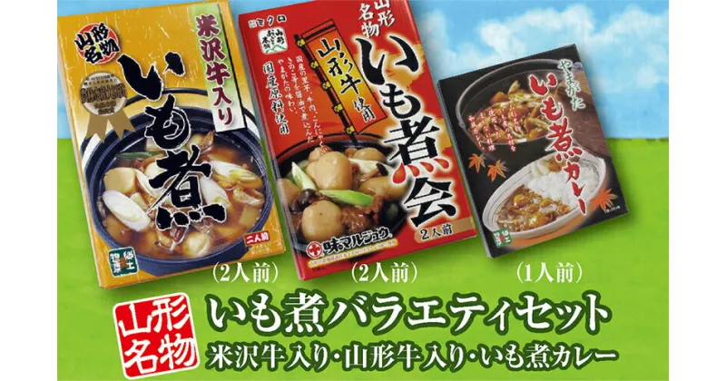 【ふるさと納税】「山形名物 米沢牛入りいも煮（2人前）」と「山形名物　山形牛入りいも煮（2人前）」と「いも煮カレー」のいも煮バラエティセット F2Y-3073