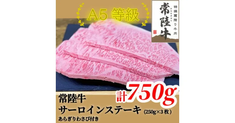 【ふるさと納税】常陸牛(ひたちぎゅう)A5等級 サーロインステーキ　750g(250g×3枚)あらぎりわさび1本付【配送不可地域：離島・沖縄県】【1520025】