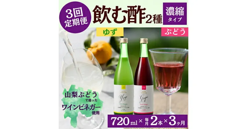 【ふるさと納税】【毎月定期便】飲む酢のイメージを変える!ドリンクビネガー2種《濃縮タイプ》720ml×2本全3回【配送不可地域：離島】【4012323】