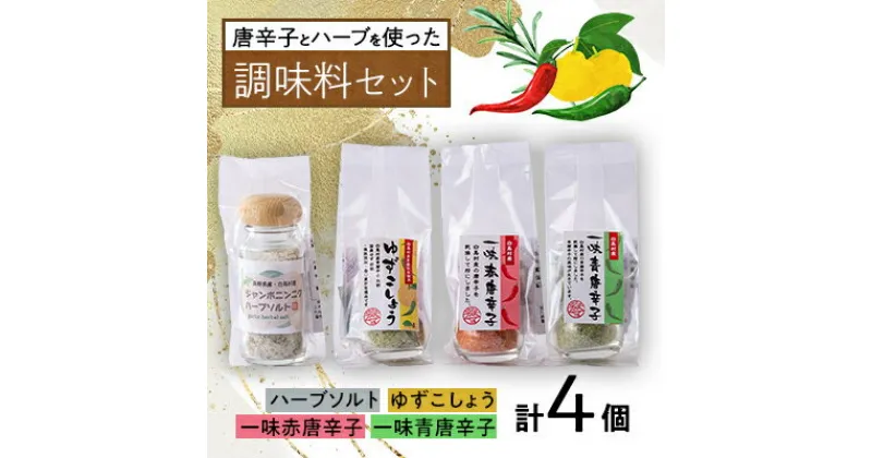 【ふるさと納税】唐辛子とハーブを使った調味料セット(一味青唐辛子・一味赤唐辛子・ゆずこしょう・ハーブソルト)【1490658】