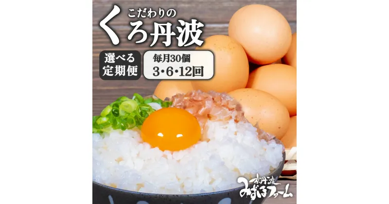 【ふるさと納税】 【 定期便 】 たまご くろ丹波 30個 (割れ保証4個含む) 3回 6回 12回( 卵 たまご 濃い 玉子 セット 玉子焼き 卵焼き 毎月 お届け まとめ買い 人気 国産 純国産 卵かけご飯 ゆで卵 鶏卵 卵黄 丹波 黒豆 丹波黒 大豆 京都府 京丹波町 ふるさと納税)