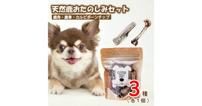 【ふるさと納税】 愛犬用 天然鹿 おたのしみ セット 3種 ( 鹿肉 鹿角 カルビボーンチップ カルビ ボーン チップ おやつ おもちゃ ペット ドッグフード ペットフード 餌 エサ 犬 鹿 肉 国産 健康 ジビエ 京都 )