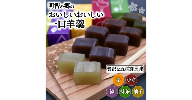 【ふるさと納税】 明智の郷のおいしいおいしい一口羊羹 5本（55g×5）5種 和菓子 ようかん 羊かん 一口サイズ 栗 小倉 練 抹茶 柚子 お菓子 おやつ お茶菓子 スイーツ 詰め合わせ 手土産 贈り物 贈答 ギフト プレゼント 保存食 京都府 福知山市