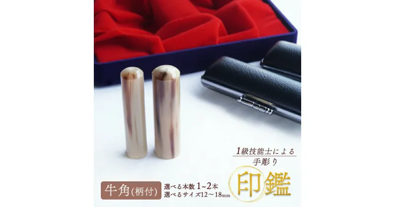 【ふるさと納税】 手彫り印鑑 牛角 柄付 1本 / 2本 ( 銀行印 実印 夫婦印 ) 12mm ～ 18mm 印鑑 印章 判子 ハンコ はんこ工芸品 民芸品 工芸品 手作り ギフト 贈答 贈答用 ビジネス 書類 シンプル 成人祝い 就職祝い 卒業祝い 京都 舞鶴