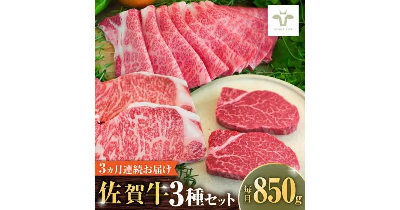 【ふるさと納税】【レビューキャンペーン実施中】【全3回定期便】佐賀牛 すき焼き用とサーロインステーキとヒレステーキ食べ比べ 計2.55kg / ブランド牛 和牛 黒毛和牛 小分け / 佐賀県 / 有限会社佐賀セントラル牧場[41ASAA272]