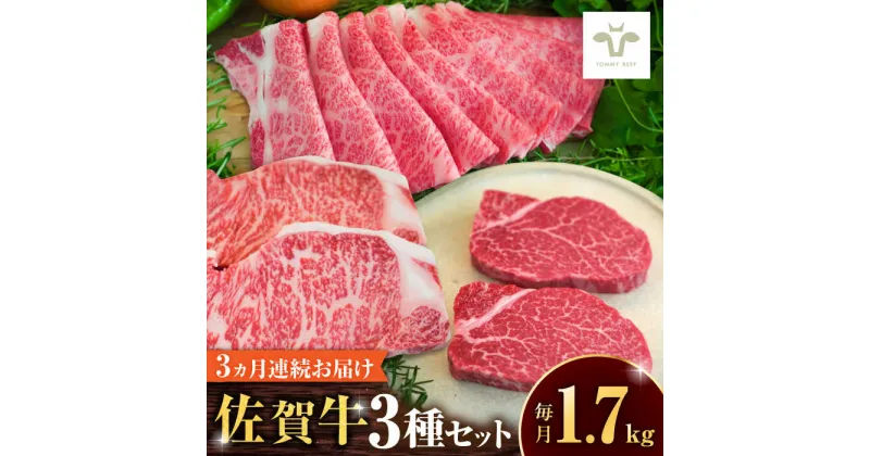 【ふるさと納税】【レビューキャンペーン実施中】【全3回定期便】佐賀牛 すき焼き用とサーロインステーキとヒレステーキ食べ比べ 計5.1kg / ブランド牛 和牛 黒毛和牛 小分け / 佐賀県 / 有限会社佐賀セントラル牧場[41ASAA275]