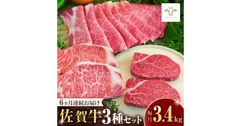 【ふるさと納税】【レビューキャンペーン実施中】【全6回定期便】佐賀牛 すき焼き用とサーロインステーキとヒレステーキ食べ比べ 計20.4kg / ブランド牛 和牛 黒毛和牛 小分け / 佐賀県 / 有限会社佐賀セントラル牧場[41ASAA282]