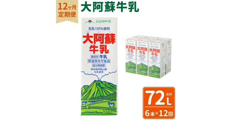 【ふるさと納税】【12ヶ月定期便】大阿蘇牛乳 1L×6本×12ヶ月 合計72L 紙パック 牛乳 成分無調整牛乳 乳飲料 乳性飲料 ドリンク 飲み物 飲料 セット 常温保存可能 ロングライフ 九州 熊本県 送料無料