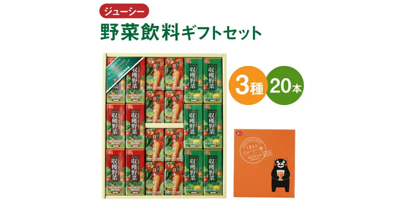 【ふるさと納税】ジューシープレミアム 野菜飲料 ギフト セット 3種 合計20本 3.4L 野菜ジュース やさいジュース 果汁 果実 紙パック 飲み比べ 贈り物 国産 九州 熊本県 送料無料