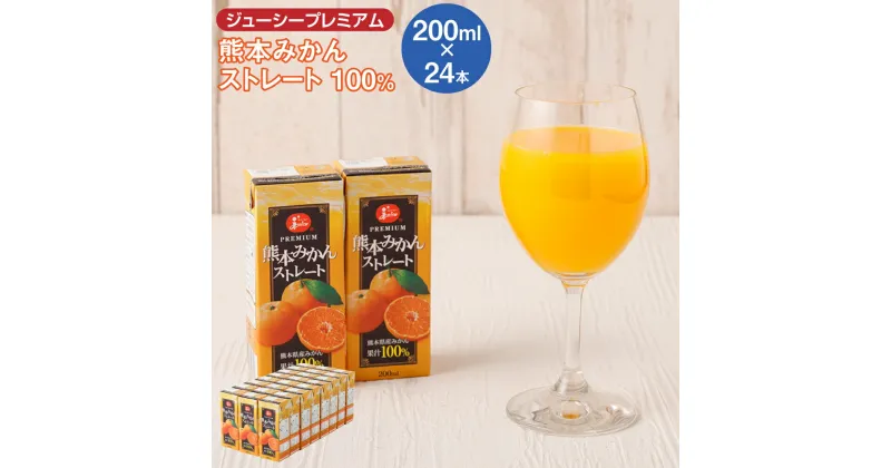 【ふるさと納税】ジューシープレミアム 熊本 みかん ストレート 100％ 200ml×24本 合計4,800ml 4.8L 蜜柑ジュース ミカンジュース オレンジジュース 果汁 紙パック 国産 九州 熊本県 送料無料