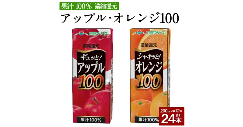 【ふるさと納税】アップル100とオレンジ100のセット 合計24本 200ml×各12本 合計4,800ml 4.8L 2種 セット アップルジュース 林檎 りんご リンゴ ジュース オレンジジュース オレンジ みかん みかんジュース 果汁100％ 紙パック 長期保存 常温 九州 熊本県 送料無料