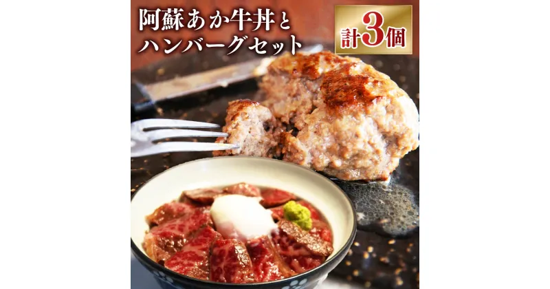 【ふるさと納税】阿蘇あか牛丼と阿蘇あか牛ハンバーグセット あか牛 赤牛 ハンバーグ あか牛丼 セット 合計3個 わさび付き 醤油付き 牛肉 和牛 冷凍 九州 熊本県 阿蘇 送料無料