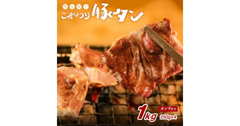 【ふるさと納税】熊本県産 丸ごと 豚 タン 約1.0kg（約250×4） 極上 焼肉 肉 お肉 豚肉 豚タン タン元 タン先 タン下 冷凍 九州 熊本県 送料無料