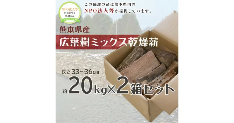 【ふるさと納税】広葉樹薪乾燥薪 2箱セット 約20kg×2箱 計約40kg 薪 焚き木 アウトドア 燃料 広葉樹 ミックス 九州 熊本県 送料無料