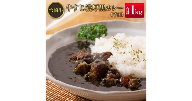 【ふるさと納税】◆宮崎牛すじ濃厚黒カレー(辛口)　合計1kg(200g×5食)