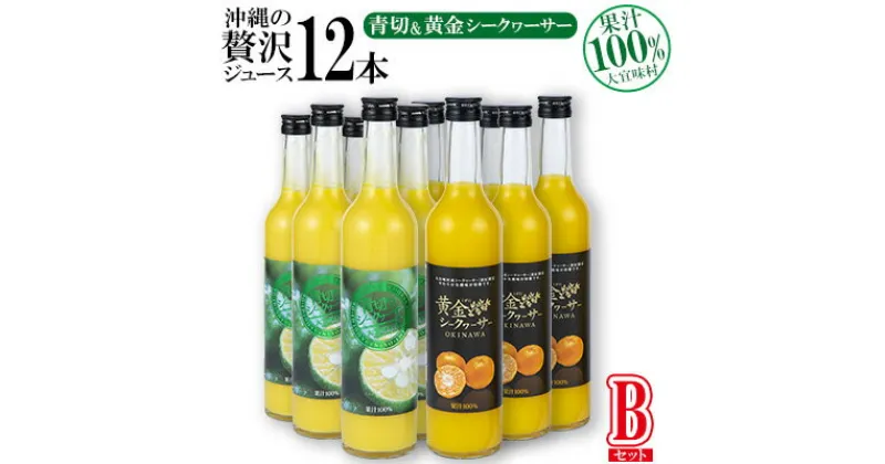 【ふるさと納税】沖縄の贅沢ジュース 12本 Bセット＜青切シークヮサー・黄金シークヮサー 各6本＞ KS1010 青切り 黄金 くがに シークヮーサー 熱中症対策 ノビレチン ストレート 調味料 ジュース 飲み物 お取り寄せ お土産 ドレッシング 果物 くだもの ご当地 やんばる 調理