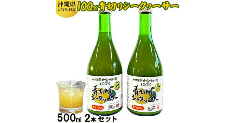 【ふるさと納税】沖縄県大宜味村産100％　青切りシークヮーサー1リットル（500ml2本セット） 沖縄 おきなわ 青切り ドリンク 飲み物 カクテル割り 大宜味村 ノビレチン 500ml 2本セット 拘り すっきり ドレッシング 調味料 隠し味 話題 国産 県産 すっぱい やんばる