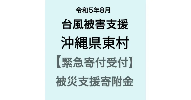 【ふるさと納税】【令和5年8月台風災害支援緊急寄附受付】沖縄県東村災害応援寄附金（返礼品はありません）