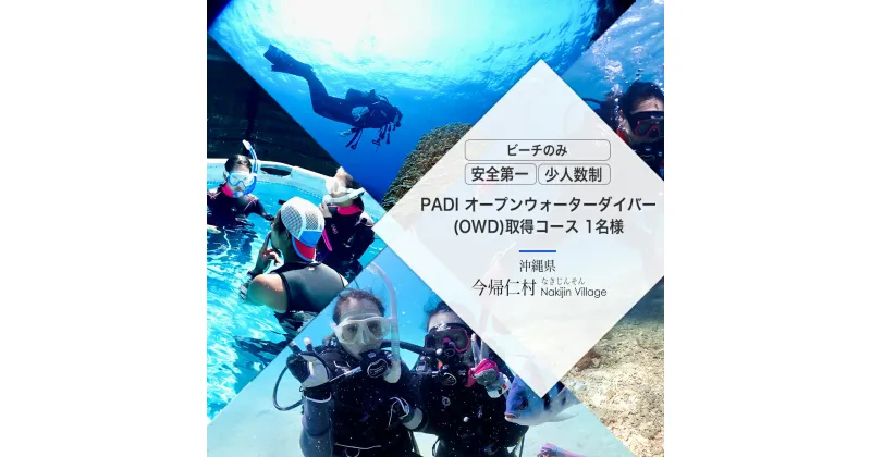 【ふるさと納税】PADI オープンウォーターダイバー（OWD）取得コース♪1名様※ビーチのみ