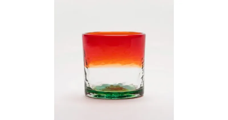 【ふるさと納税】【RYUKYU GLASS WORKS 海風】ロックグラス「残波の夕日・緑」