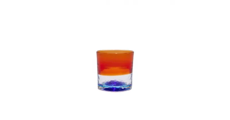 【ふるさと納税】【RYUKYU GLASS WORKS 海風】残波の夕日ロックグラス（青）