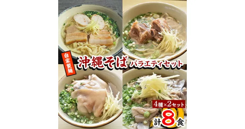 【ふるさと納税】【郷土の伝統の味】自家製麺　沖縄そばバラエティ8食セット(三枚肉・ソーキ・中味・てびち×各2セット)【配送不可地域：離島】【1119369】