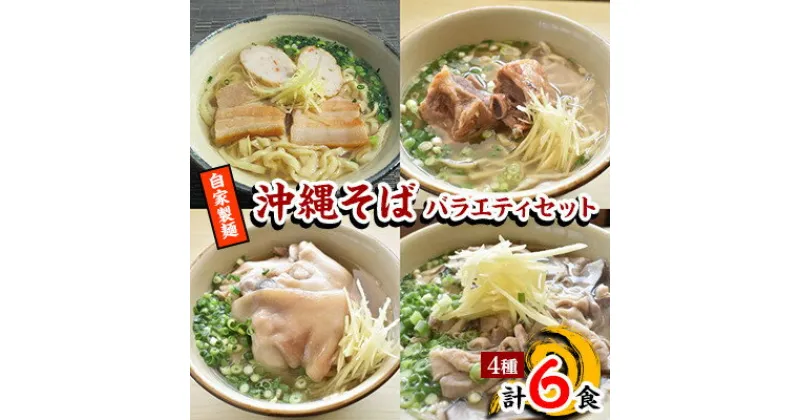 【ふるさと納税】【郷土の伝統の味】自家製麺　沖縄そばバラエティ6食セット(三枚肉・ソーキ×各2、中味・てびち×各1)【配送不可地域：離島】【1333230】