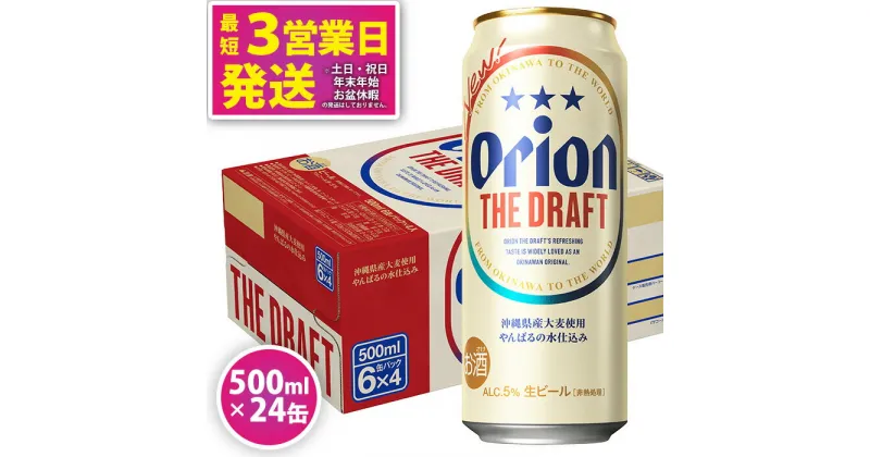 【ふるさと納税】＜オリオンビール＞オリオン ザ・ドラフト　500ml・24缶　沖縄　ビール　ドラフト　orion　生ビール　ふるさと納税　訳あり　お酒　缶ビール　地ビール　1ケース　24本　クラフトビール　父の日　敬老の日　母の日　バーベキュー　家飲み　宅飲み　キャンプ