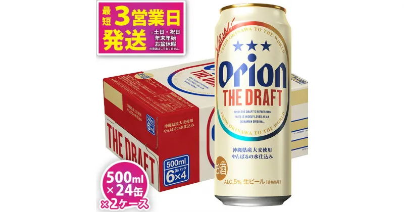 【ふるさと納税】＜オリオンビール＞オリオン ザ・ドラフト　500ml・24缶　2ケース 沖縄　ビール　ドラフト　orion　生ビール　ふるさと納税　訳あり　お酒　缶ビール　地ビール　クラフトビール　父の日　敬老の日　母の日　バーベキュー　家飲み　宅飲み　キャンプ