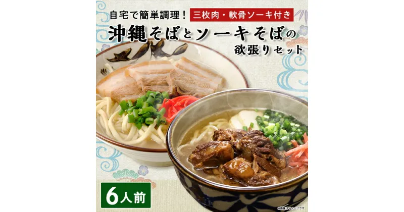 【ふるさと納税】沖縄そば と ソーキそば の 欲張り6人前セット (三枚肉・軟骨ソーキ付き) 沖縄 の味をご自宅で!_ そば 人気 美味しい 【1409306】