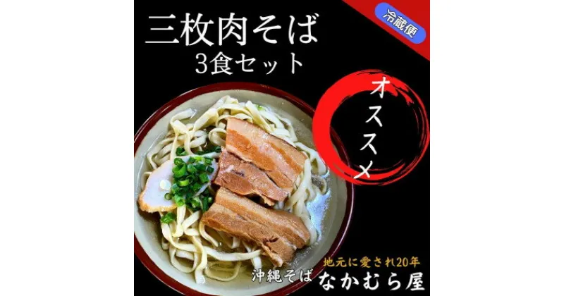 【ふるさと納税】三枚肉そば(細麺・3食セット)沖縄そば【配送不可地域：離島】【1471016】