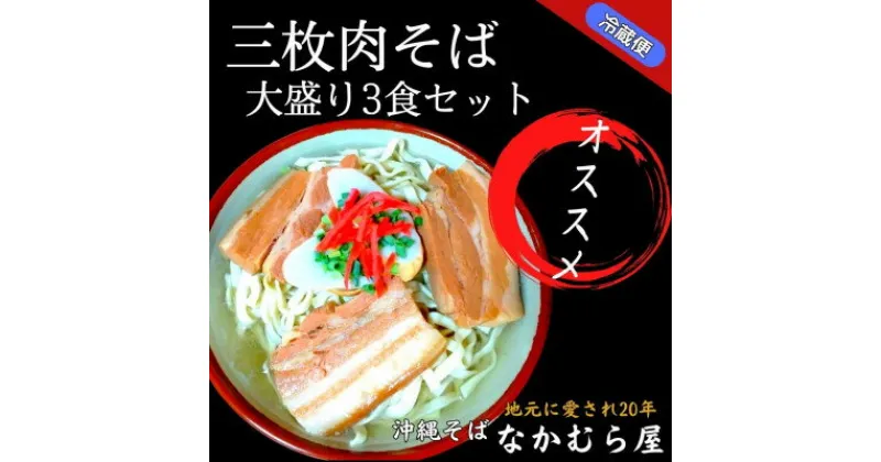 【ふるさと納税】三枚肉そば(細麺・大盛り3食セット)沖縄そば【配送不可地域：離島】【1471019】