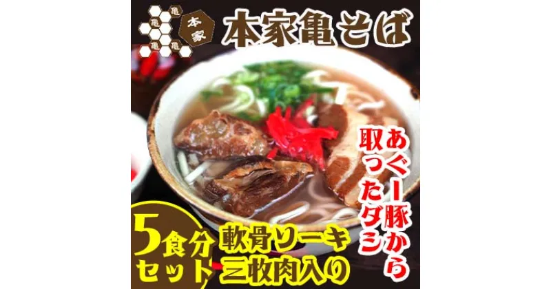 【ふるさと納税】あぐー豚から取ったダシ 本家亀そば　5食分セット – 沖縄そば ソーキそば 三枚肉そば とろとろ軟骨ソーキ 生麵 ソーキ 鰹だし ブレンドだし 人気 そば 詰め合わせ ご当地グルメ 郷土料理 沖縄県 八重瀬町